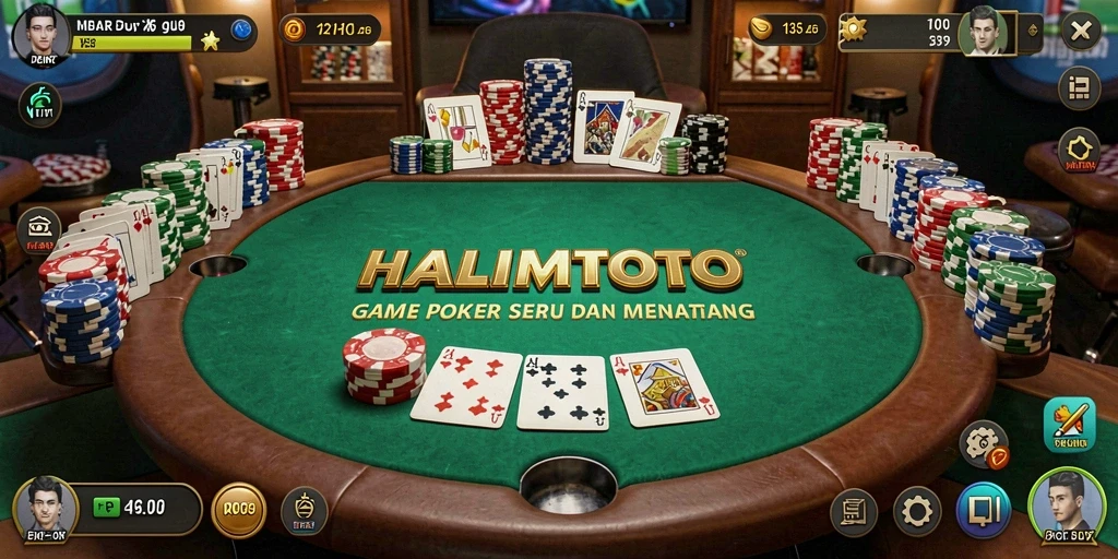 Screenshot gameplay HALIMTOTO menampilkan keseruan permainan Poker.