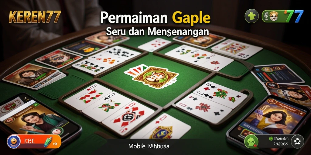 Tampilan utama gameplay KEREN77 dalam permainan Gaple.