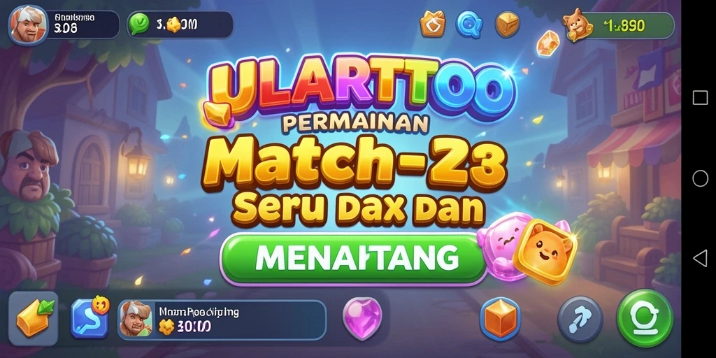 Tangkapan layar gameplay ULARTOTO menunjukkan kombinasi warna yang menakjubkan.
